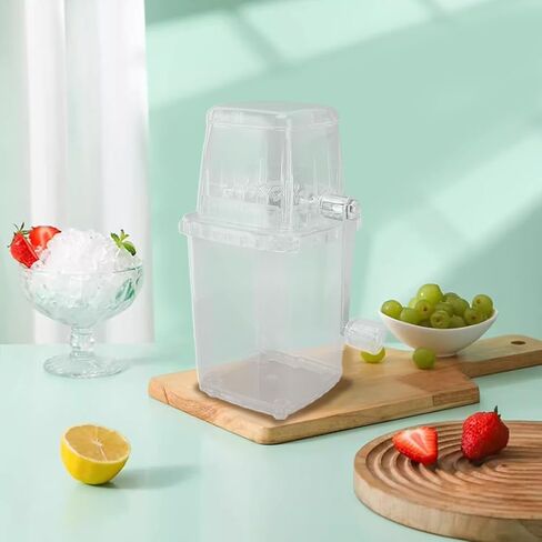 Hand Crank Ice Crusher, Manual Hand Crank Operated Breaker, Portable Chopper Transparent Stainless Steel Breaker Making Drinks Machine for Fast Coarse Shaved Fine Chips Ho (Gray) in Saudi Arabia