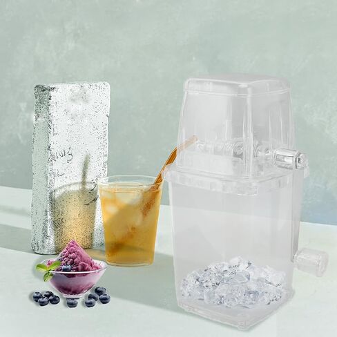 Hand Crank Ice Crusher, Manual Hand Crank Operated Breaker, Portable Chopper Transparent Stainless Steel Breaker Making Drinks Machine for Fast Coarse Shaved Fine Chips Ho (Gray) in Saudi Arabia