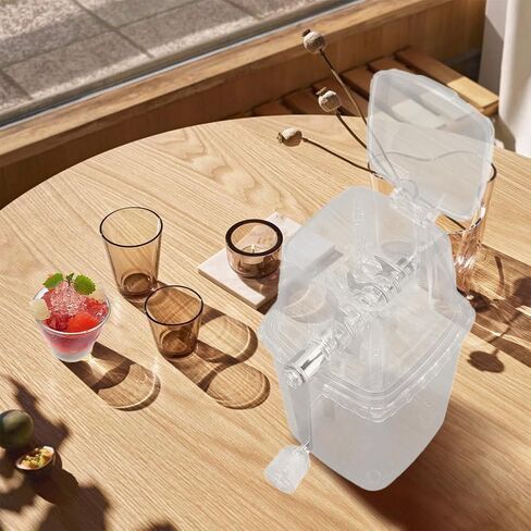 Hand Crank Ice Crusher, Manual Hand Crank Operated Breaker, Portable Chopper Transparent Stainless Steel Breaker Making Drinks Machine for Fast Coarse Shaved Fine Chips Ho (Gray) in Saudi Arabia