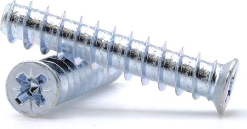 replacementscrews M6.2 × 30 مم (1/4 في × 1-3/16 بوصة) مسامير يورو - 2.2 مم الملعب (11.5 TPI) - رأس مسطح ، محرك بوزي - مسامير خشبية مطلية بالزنك (حزمة 10) in Saudi Arabia