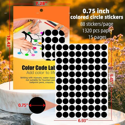White Dot Stickers 3/4 Inch,Round 1320 Pcs Color-Coding Labels,Sticky Circle Dots for Office,Classroom,Library Organization in Saudi Arabia