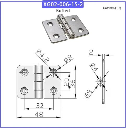 المفصلات القابلة للطي على شكل 304 من الفولاذ المقاوم للصدأ هو 1pcs (XG02-006-2S-2) in Saudi Arabia