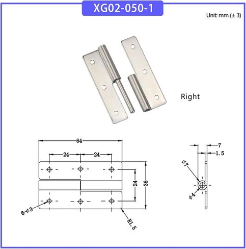 Detachable 304 Stainless Steel for Machinery Equipment Cabinet Door Hinge 1Pcs(XG02-050-1 Right) in Saudi Arabia