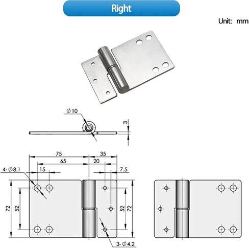 Stainless Steel Hinges Detachable Left and Right 1Pcs(Left) in Saudi Arabia