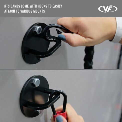 Valor Fitness Resistance Bands - 5lb to 25lbs - Carabiners Attached & 2 Bands per Weight Option with Handles– Sheath Covered - Strength Training New Compact 39" Design - Wall Door Rack Mount Options in Kuwait
