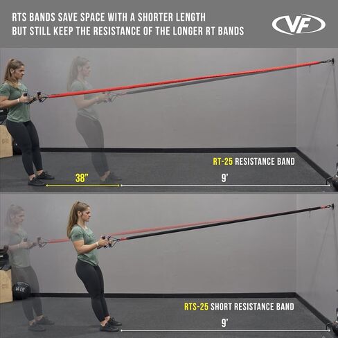 Valor Fitness Resistance Bands - 5lb to 25lbs - Carabiners Attached & 2 Bands per Weight Option with Handles– Sheath Covered - Strength Training New Compact 39" Design - Wall Door Rack Mount Options in Kuwait