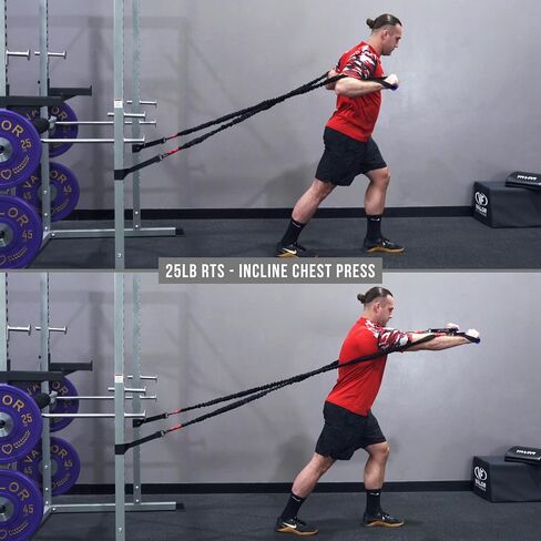 Valor Fitness Resistance Bands - 5lb to 25lbs - Carabiners Attached & 2 Bands per Weight Option with Handles– Sheath Covered - Strength Training New Compact 39" Design - Wall Door Rack Mount Options in Kuwait