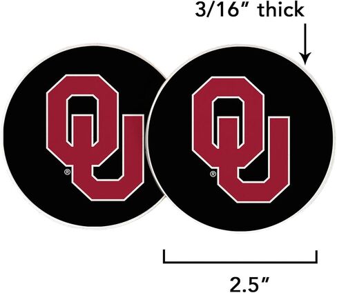 Desert Cactus The University of Oklahoma Car Accessories OU Sooners Absorbent Sandstone Cup Coasters Licensed Product Set of 2 (Design A) in Saudi Arabia