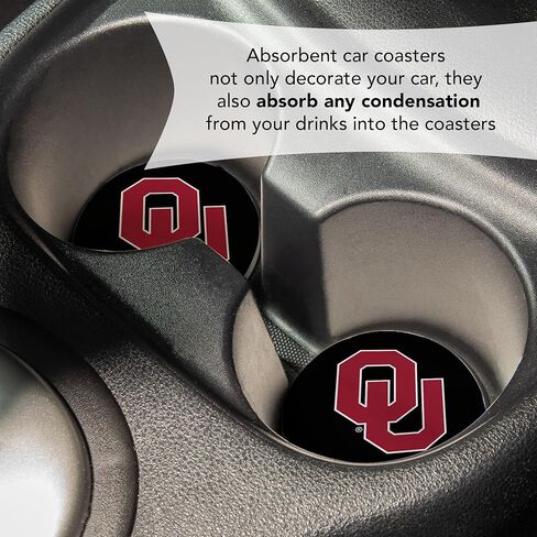 Desert Cactus The University of Oklahoma Car Accessories OU Sooners Absorbent Sandstone Cup Coasters Licensed Product Set of 2 (Design A) in Saudi Arabia