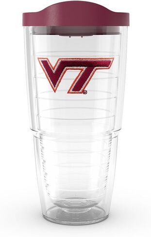 Tervis Made في الولايات المتحدة الأمريكية مزدوجة الجدران جامعة فرجينيا التكنولوجيا Hokies كوب تومبل المعزول يحافظ على المشروبات الباردة والساخنة ، 24 أوقية - غطاء المارون ، الشعار الأساسي in Saudi Arabia