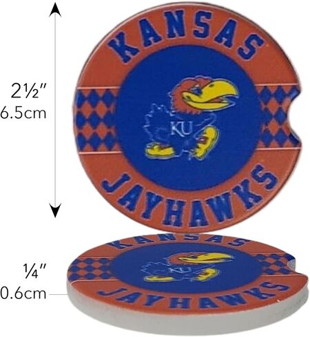 Fan Creations Set of 2 Car Coasters Removable Absorbent Ceramic Stone Coasters - Ideal Gift for Students, Alumni and Everyday Fan - Show Your Big 10 NCAA Team Spirit in Saudi Arabia