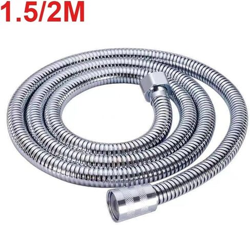 1pc 1.5/2M Shower Hose Stainless Steel Shower Pipe(Silver 1pcs,2m) in Saudi Arabia