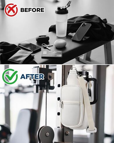 IPOW Magnetic Gym Bag Water Bottle Carrier Holder with Phone Pockets & Shoulder Strap for Men Women,Water Bottle Holder, Gym Pouch, Crossbody Bag for Travel, Sports, Work, Fitness - Rose Pink in Saudi Arabia