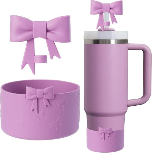إكسسوارات الكؤوس التي تم تعيينها لـ Stanley ، بما في ذلك 1PCS Cute Bow Cover Cover Cover Caps 10mm قابلة لإعادة الاستخدام القابلة لإعادة الاستخدام ، وأكمام التمهيد السيليكون 1pcs لـ Stanley Quencher H2.0 Tumbler مع مقبض 30 و 40 أوقية ، بوني in Saudi Arabia