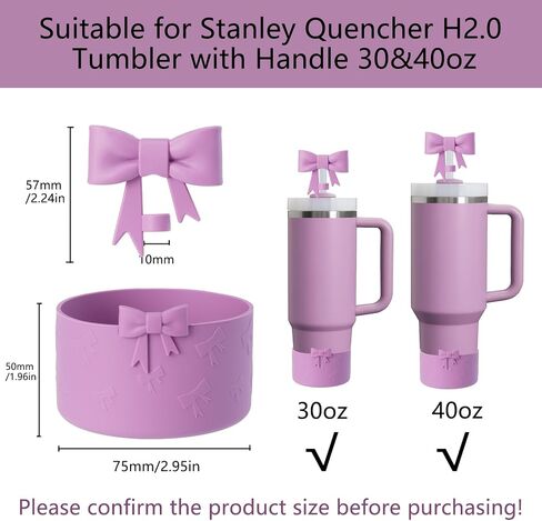إكسسوارات الكؤوس التي تم تعيينها لـ Stanley ، بما في ذلك 1PCS Cute Bow Cover Cover Cover Caps 10mm قابلة لإعادة الاستخدام القابلة لإعادة الاستخدام ، وأكمام التمهيد السيليكون 1pcs لـ Stanley Quencher H2.0 Tumbler مع مقبض 30 و 40 أوقية ، بوني in Saudi Arabia