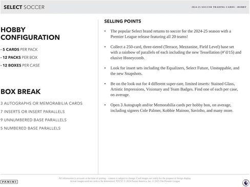 2024/25 Panini Select Premier League EPL Soccer Hobby Trading Card Box (Find 3 Autograph or Memorabilia Cards per Box!) in Saudi Arabia