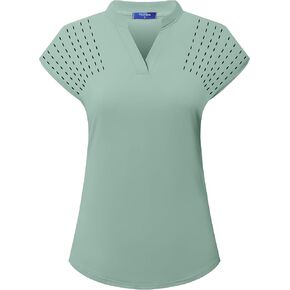 Women's Golf Polo Shirts V Neck Tennis Workout Tops Short Sleeve Athletic Shirt in Saudi Arabia