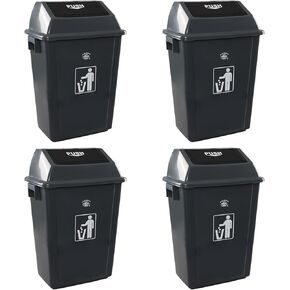 4-Pack 13 Gallon Plastic Kitchen Trash Cans with Swing Lid, Durable Commercial Swing Top Garbage Bin for Office, Patio, Restaurant, Garage in Saudi Arabia