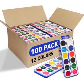 42 Pack Watercolor Paint Set for Kids,12 Colors Bulk,Watercolors Paints with Paint Brush,Kids Watercolor Paint Set for Birthday Party Favor, Classroom Activities, Art Classes in Saudi Arabia
