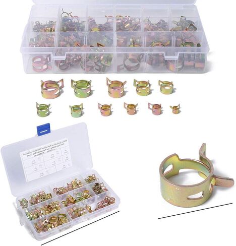 Cnwaga3 Car 6mm 8mm 9mm 10mm 11mm 12mm 14mm 15mm 18mm 20mm 22mm Fasteners Fuel Line Spring Clamp Fuel Vacuum Hose Pipe Clamp 145 Pcs 6-22MM Spring Band Hose Clamp in Saudi Arabia