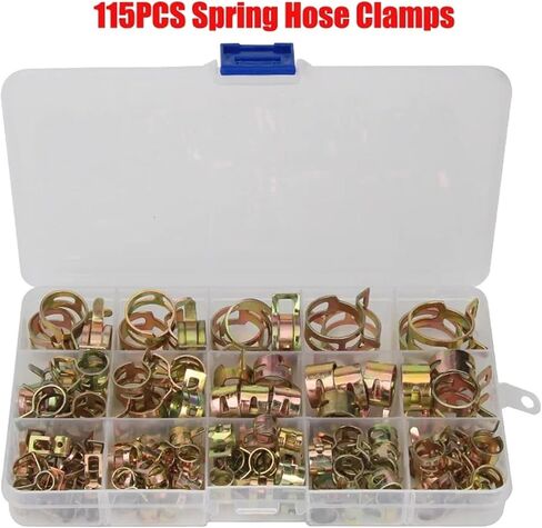 115 PCS Zinc Plated 6-22mm Spring Hose Clamps (115pcs) in Saudi Arabia