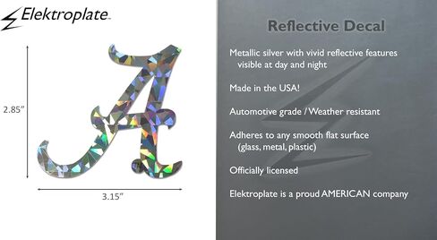 Elektroplate Officially Licensed University of Alabama Silver Reflective Decal | Premium All Weather Sticker for Car, Water Bottle, Laptop, Window, Cooler, Bumper, Toolbox, Phone | Made in The USA in Saudi Arabia