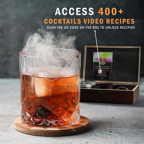 EVERYDAY COCKTAIL® | Whiskey Smoker Kit with Torch – Old Fashioned Smoker Kit with 4 Flavors Wood Chips – Deluxe Whisky Smoker Kit Gifts for Him Men Dad Gifts – Elegant Wooden Box Bourbon Smoker Kit in Saudi Arabia