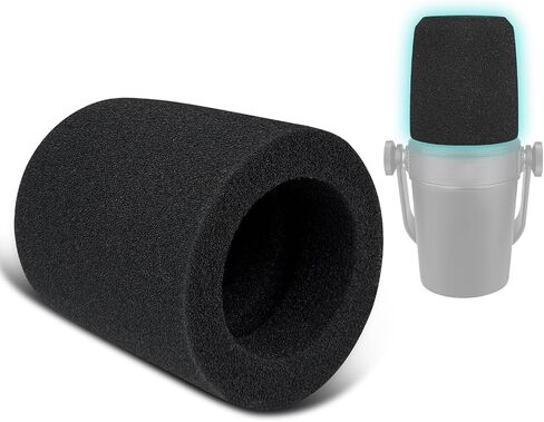 SOULWIT 2Pcs Microphones Pop Filter for Shure MV7/MV7X, Protective Mic Cover Windscreen Foam - Black in Saudi Arabia