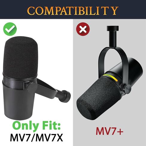 SOULWIT 2Pcs Microphones Pop Filter for Shure MV7/MV7X, Protective Mic Cover Windscreen Foam - Black in Saudi Arabia