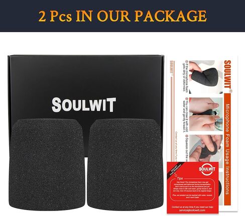 SOULWIT 2Pcs Microphones Pop Filter for Shure MV7/MV7X, Protective Mic Cover Windscreen Foam - Black in Saudi Arabia