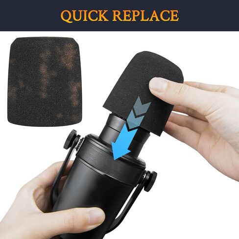 SOULWIT 2Pcs Microphones Pop Filter for Shure MV7/MV7X, Protective Mic Cover Windscreen Foam - Black in Saudi Arabia