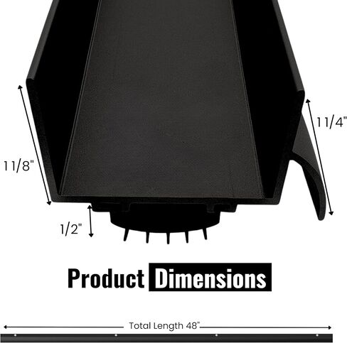 U Shaped Aluminum Door Bottom Sweep with Drip Cap, Weather Stripping Seal for Exterior Doors, 1 3/4" Width, Black (36 Inch) in Saudi Arabia