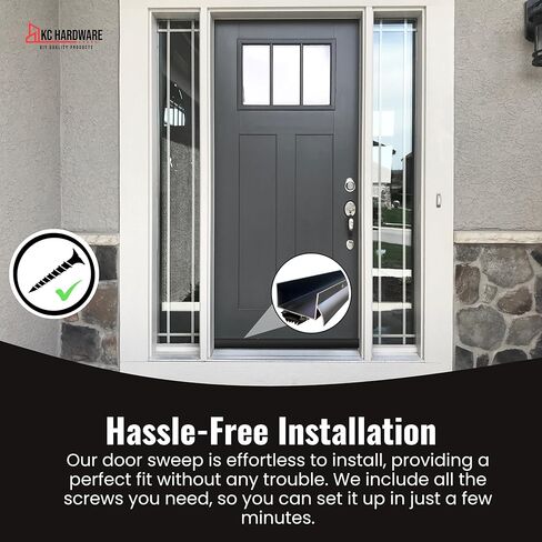 U Shaped Aluminum Door Bottom Sweep with Drip Cap, Weather Stripping Seal for Exterior Doors, 1 3/4" Width, Black (36 Inch) in Saudi Arabia