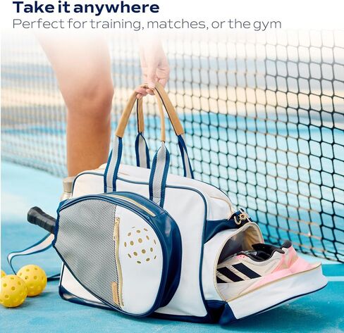 Net & Style Pickleball Bag - حقائب المخلل للنساء - أنيقة ، متينة ، تشطيب متميز ، تشمل خطاف السياج والجيوب الإضافية - حقيبة كرة نسائية كبيرة أنيقة للسيدات in Saudi Arabia