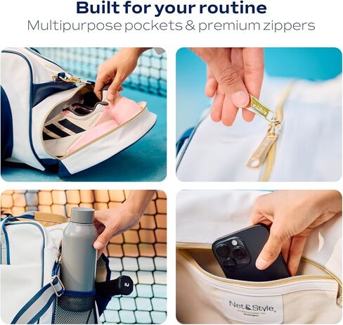 Net & Style Pickleball Bag - حقائب المخلل للنساء - أنيقة ، متينة ، تشطيب متميز ، تشمل خطاف السياج والجيوب الإضافية - حقيبة كرة نسائية كبيرة أنيقة للسيدات in Saudi Arabia