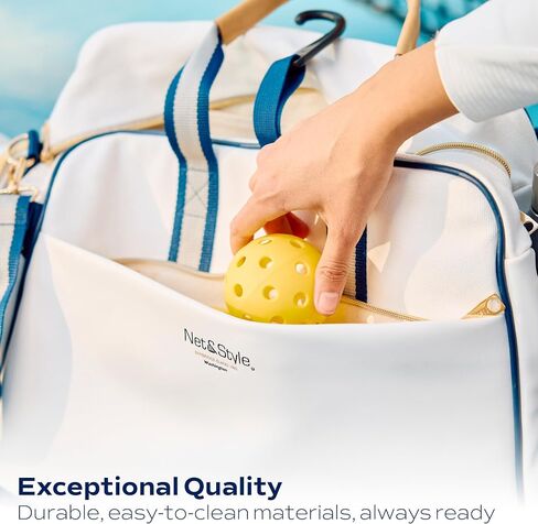 Net & Style Pickleball Bag - حقائب المخلل للنساء - أنيقة ، متينة ، تشطيب متميز ، تشمل خطاف السياج والجيوب الإضافية - حقيبة كرة نسائية كبيرة أنيقة للسيدات in Saudi Arabia