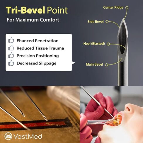 300 PCs Dental Grade Plastic Hub Needles 30G X-Short by VASTMED | Disposable Dental Needles Self-Threading Tri-Bevel Point Needles in Kuwait