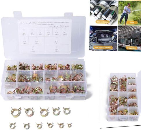 Cnthan7 6mm 8mm 9mm 10mm 11mm 12mm 14mm 15mm 18mm 20mm 22mm Fasteners Fuel Line Spring Clamp Fuel Vacuum Hose Pipe Clamp 145 Pcs 6-22MM Spring Band Hose Clamp Car Tool Accessary in Saudi Arabia