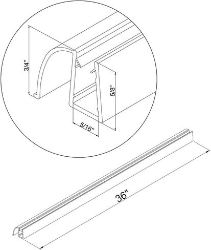 Bathroom Sliding Shower Glass Door Bottom Seal Strip, 36 Inch Long Clear PVC Seal Strips for 5/16"(8mm) Thick Framless Glass Door Panel (1 PCS, for 5/16 Inch (8mm)) in Saudi Arabia