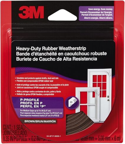 3M RWS-E120 Weatherstrip المطاطية الثقيلة ، البروفيري ، 0.35 بوصة × 19.7 قدمًا ، براون in Saudi Arabia