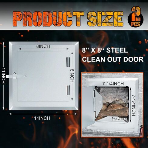 2 Pack 8" x 8" Steel Clean Out Door, Fireplace Chimney Cleanout Door for Indoor Outdoor Wall Chimney (Sliver) in Saudi Arabia