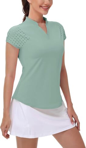 Women's Golf Polo Shirts V Neck Tennis Workout Tops Short Sleeve Athletic Shirt in Kuwait