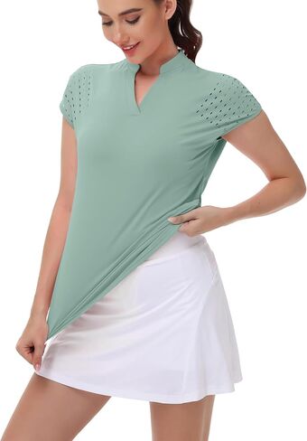 Women's Golf Polo Shirts V Neck Tennis Workout Tops Short Sleeve Athletic Shirt in Kuwait