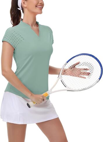 Women's Golf Polo Shirts V Neck Tennis Workout Tops Short Sleeve Athletic Shirt in Kuwait