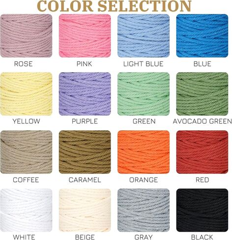 سلك PHUNTTEK Macrame 2 مم × 590 ياردة 18 لفة من القطن الطبيعي 3 حوامل سلسلة خيوط الجوت حبل مكرميه ناعم، خيوط مكرامية ملونة متنوعة لمستلزمات مشروع مكرامية الحياكة اليدوية in Kuwait