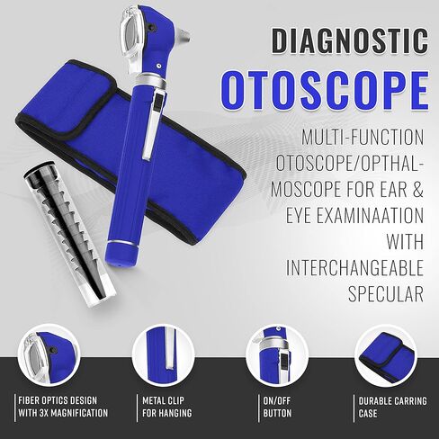 الجراحة عبر الإنترنت الألياف البصرية مصغرة قوس قزح قوس قزح العديد من الألوان - جيب otoscope مع مجموعة التشخيص ENT مع لمبة إضافية تضمنت (الأزرق) in Saudi Arabia