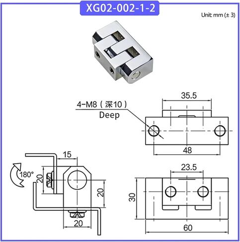 زنك سبيكة مفصلية الدوران الباب المعدني باب 1pcs (XG02-002-2-1) in Saudi Arabia