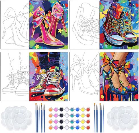 4 أجهزة كمبيوتر مقدمة مسبقة القماش للطلاء للبالغين SIP SIPLE HOILDY SIP and Paint Party Supplies Laughes Fair Fair Paint in Saudi Arabia
