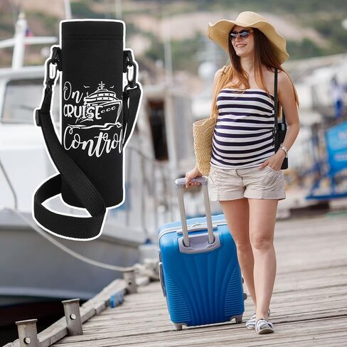 2 Pcs Carnival Cruise Essentials 2025 Adjustable Water Bottle Carrier with Strap Black Crossbody Water Bottle Holder Cruise Cup Holder Sling Neoprene Cup Sleeve Pouch Bag for Coffee Drinks in Saudi Arabia