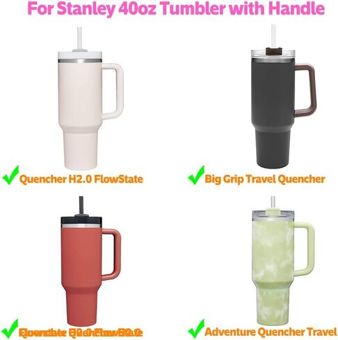 40 OZ Tumbler Lids for Stanley Cup, 2 Pack Replacement Lids Fit for Stanley Adventure Quencher,Replacement Spill Proof Splash Resistant Tumbler Lids, Reusable Tumbler Cover for Stanley (Black Brown) in Saudi Arabia